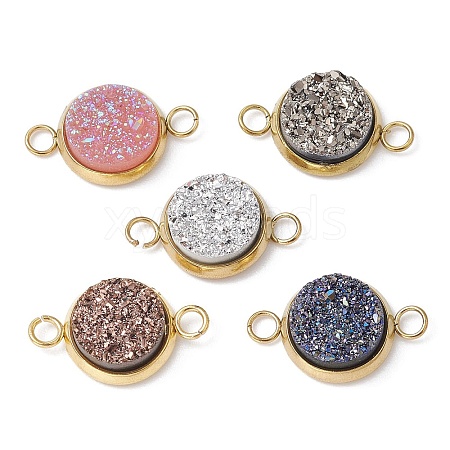 Resin Imitation Druzy Agate Connector Charms PALLOY-JF02189-01-1