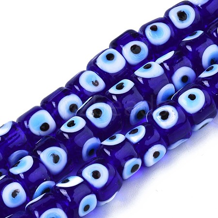 Handmade Evil Eye Lampwork Beads Strands LAMP-WH0006-05B-1