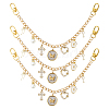 3Pcs Alloy Key Bowknot & Brass Micro Pave Cubic Zirconia Heart Pendant 304 Stainless Steel Bag Decorative Chains HJEW-HS00106-1