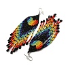 Boho Rainbow Color Seed Bead Heart Tassel Earrings EJEW-Q380-01B-2