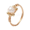 Round Natural Cultured Freshwater Pearl Finger Ring RJEW-JR00752-1