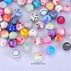 Printed Round with Egg Pattern Silicone Focal Beads LS-SI-JX0056A-149-2