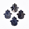 Natural Sodalite Hamsa Hand with Eye Figurines DJEW-N003-04C-1