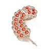 Leaf Alloy Pave Acrylic Rhinestone Brooch JEWB-C029-17A-1