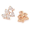 Rack Plating Leaf Brass Clear Cubic Zirconia Stud Earrings EJEW-M090-20G-2