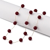 304 Stainless Steel & Round Natural Carnelian(Dyed & Heated) Link Chain Necklaces NJEW-U026-13G-4