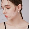 Rhodium Plated 925 Sterling Silver Star with Chain Tassel Dangle Earrings JE1043A-6
