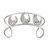 Non-Tarnish 304 Stainless Steel Wide Hollow Textured Opaen Cuff Bangles BJEW-Q348-07P-01-3