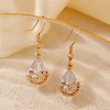 Elegant Brass Teardrop Flower Basket Dangle Earrings PV0025-1