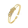 Brass Micro Pave Cubic Zirconia Cuff Bangles for Women BJEW-U025-09G-4