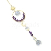 Glass Beads &  Natural Amethyst Chip Beads & Brass Hanging Suncatchers HJEW-JM04994-01-2