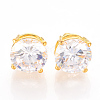 Brass Cubic Zirconia Stud Earrings EJEW-S199-07G-1