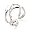 Non-Tarnish 304 Stainless Steel Heart Open Cuff Ring for Women RJEW-I098-22P-1