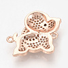 Brass Micro Pave Cubic Zirconia Puppy Links connectors ZIRC-Q013-105RG-3