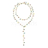 Adjustable Brass Colorful Enamel Flat Round Tassel Lariat Necklaces for Women NJEW-JN05131-4