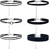 6Pcs 6 Styles Velvet & Imitation Leather Choker Necklaces NJEW-SC0001-71-1