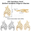 CREATCABIN 48Pcs 2 Colors Rack Plating 201 Stainless Steel Filigree Pendants STAS-CN0001-35-2