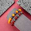 Dark Orange Natural Yellow Jade Round Beaded Stretch Bracelet BJEW-SW00077-07-4