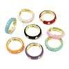 Brass Micro Pave Clear Cubic Zirconia Enamel Cuff Rings for Women RJEW-L113-020G-4