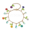 Glass Seed Beads & Acrylic Flower Charm Bracelets BJEW-MZ00094-1