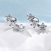 Brass Micro Pave Clear Cubic Zirconia Stud Earrings EJEW-D288-20P-4