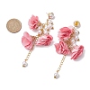 Handmade Cloth Flower Dangle Earrings EJEW-JE06212-3