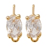 Brass Clear Cubic Zirconia Stud Earrings Finding for Women EJEW-B107-16G-1