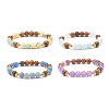 Natural Wenge Wood & Gemstone Beaded Stretch Bracelet BJEW-JB07818-1