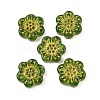 Baking Paint and Golden Metal Enlaced Glass Beads DGLA-T004-09G-1
