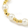 304 Stainless Steel & 201 Stainless Steel & Plastic Pearl Round Beaded Bracelets for Women BJEW-G717-01C-G-2