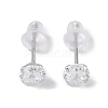 Rhodium Plated Diamond Shape 999 Sterling Silver Cubic Zirconia Stud Earrings for Women EJEW-S215-06P-2