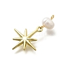 Brass & Natural Pearl Star Pendants KK-Z093-40G-2