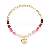 Heart Brass Charm Bracelets BJEW-JB13635-2