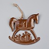 Christmas Wooden Horse Iron Ornaments HJEW-G013-04-2