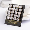 Flat Round 304 Stainless Steel Cubic Zirconia Stud Earrings EJEW-H306-35G-5mm-2