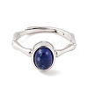 Oval Natural Lapis Lazuli Adjustable Rings RJEW-Q817-04P-11-2