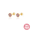 Real 18K Gold Plated 925 Sterling Silver Flower Stud Earrings TL5591-8-1