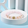 Natural Rose Quartz & Alloy Buddha Head Beaded Strech Bracelets BJEW-JB09420-03-4