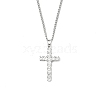 Brass Micro Pave Clear Zirconia Cross Pendant Necklaces NJEW-M211-05C-P-1