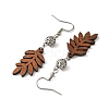 6 Pairs 6 Styles Natural Walnut Wood with Alloy Bead Dangle Earrings for Women EJEW-JE06102-5