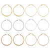  6 Pairs 6 Style 304 Titanium Steel Flattened Big Hoop Earrings for Women STAS-TA0001-89-1