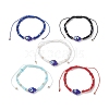 Glass Hamsa Hand with Evil Eye Braided Bead Bracelet for Women BJEW-JB09397-1