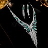 Rhinestone Butterfly Tassel Pendant Necklace & Horse Eye Tassel Stud Earrings Sets for Women WGCD1FC-01-3