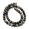 Natural Black Silver Leaf Jasper Beads Strands G-R494-A17-03-2