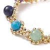 Natural & Synthetic Mixed Gemstone Chakra Beaded Bracelet with Mesh Chains BJEW-JB09007-4