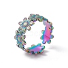 Ion Plating(IP) 304 Stainless Steel Ring Flower Wrap Open Cuff Ring for Women RJEW-C045-17M-1