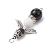 5 Styles Natural Obsidian and Black Onyx(Dyed & Heated) Angel Connector Charms PALLOY-JF03195-5