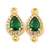 Brass Pave Clear & Green Cubic Zirconia Connector Charms KK-P275-46G-1