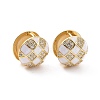 Clear Cubic Zirconia Tartan Pattern Ball Huggie Hoop Earrings with Enamel EJEW-F303-03G-02-1