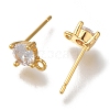 Brass Clear Cubic Zirconia Stud Earrings Finding for Women EJEW-B107-18G-2